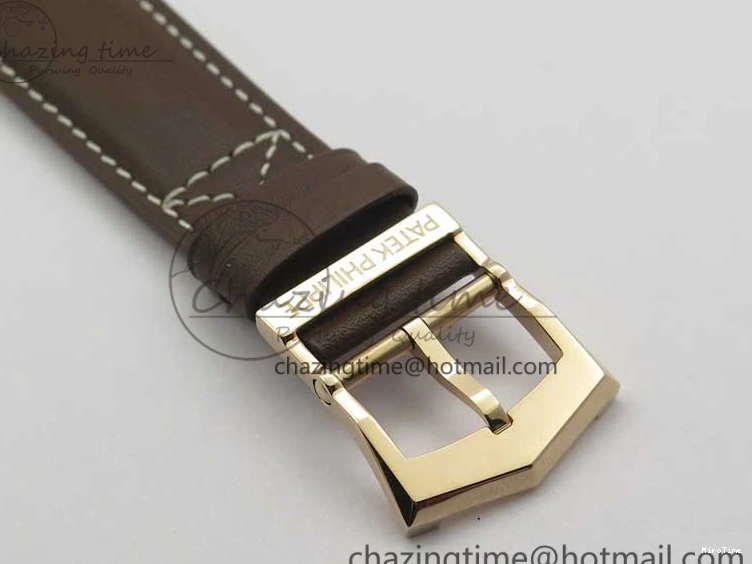 MIROTIME 0427 ZipUp Calatrava 5524R Pilot Travel Time RG GRF Brown Dial on Brown Leather Strap A324 V 7110